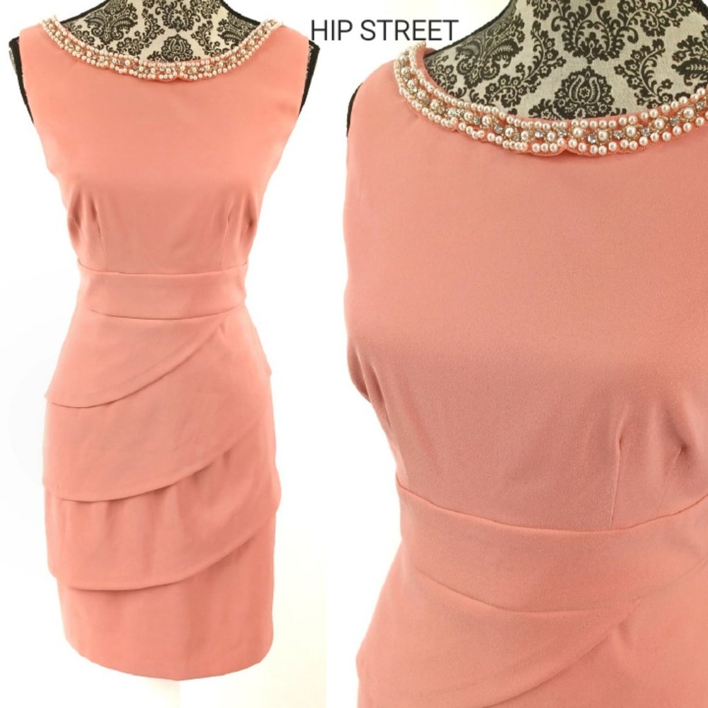 CONNECTED APPAREL Dress Sleeveless Jewel Neck Panel Skirt Sheath 8P